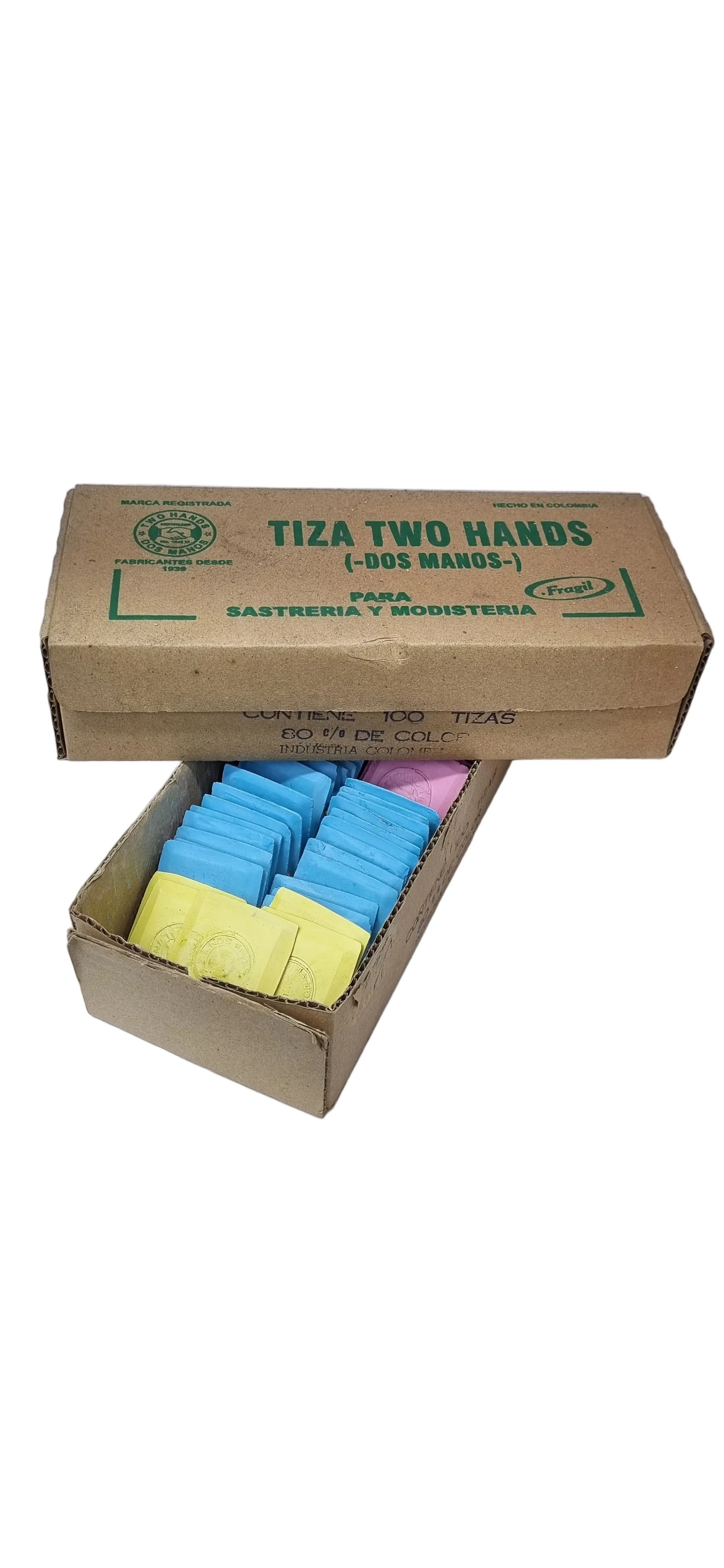 Tizas "Dos Manos" a Color (Caja x 100 Unidades)