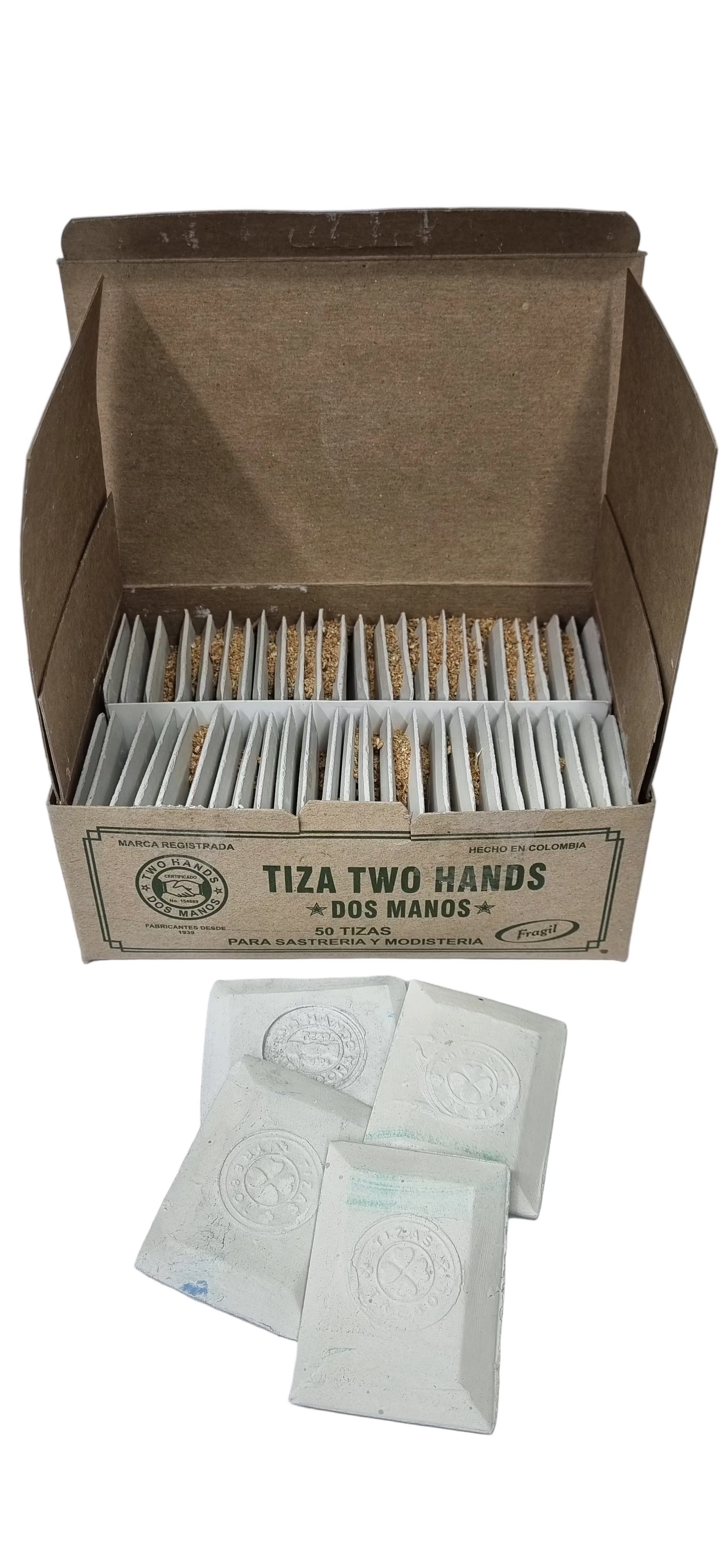 Tizas "Dos Manos" Blancas (Caja x 50 Unidades)