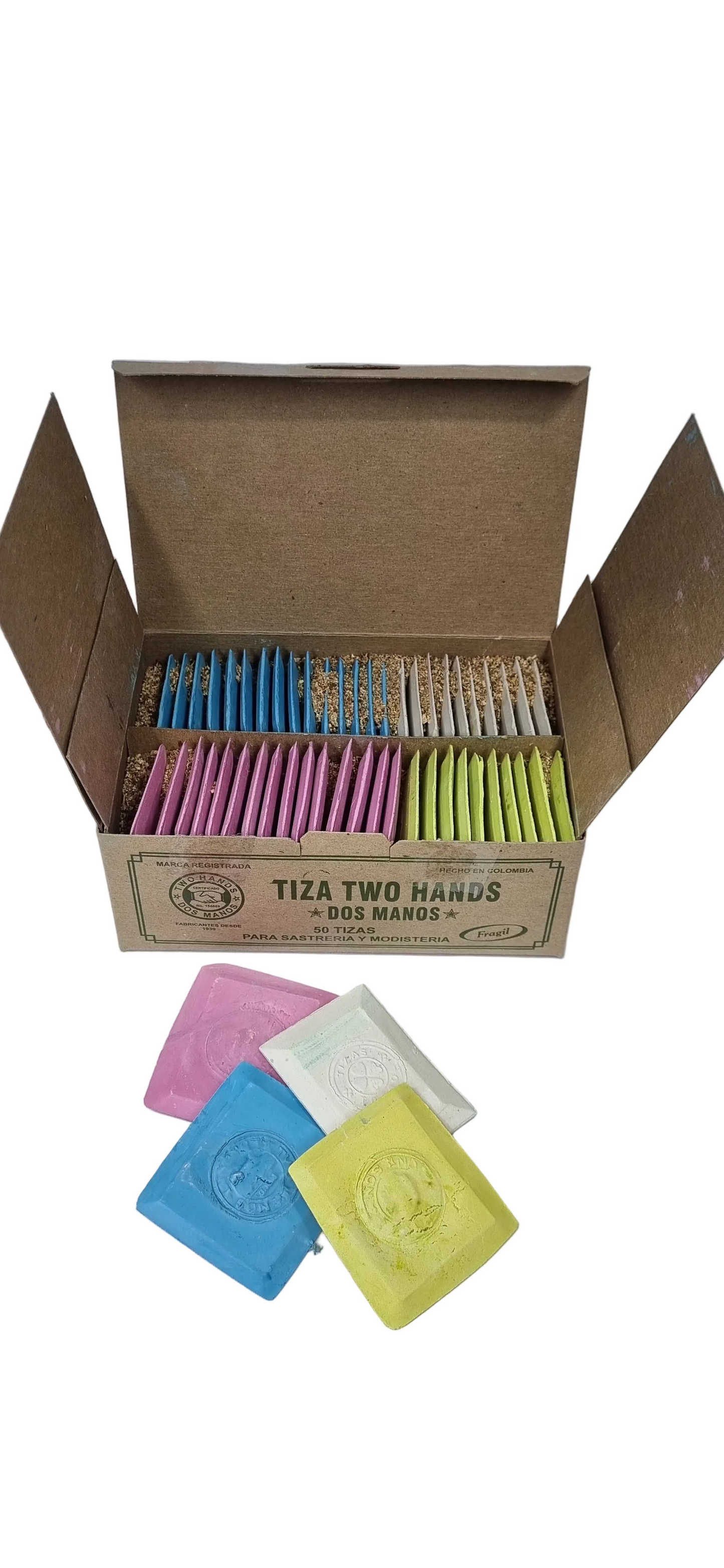 Tizas "Dos Manos" a Color (Caja x 50 Unidades)